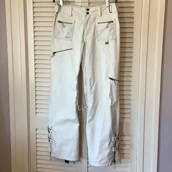 Roxy women's snowpants snowboard small white striped pinstripe - Picture 1 of 13